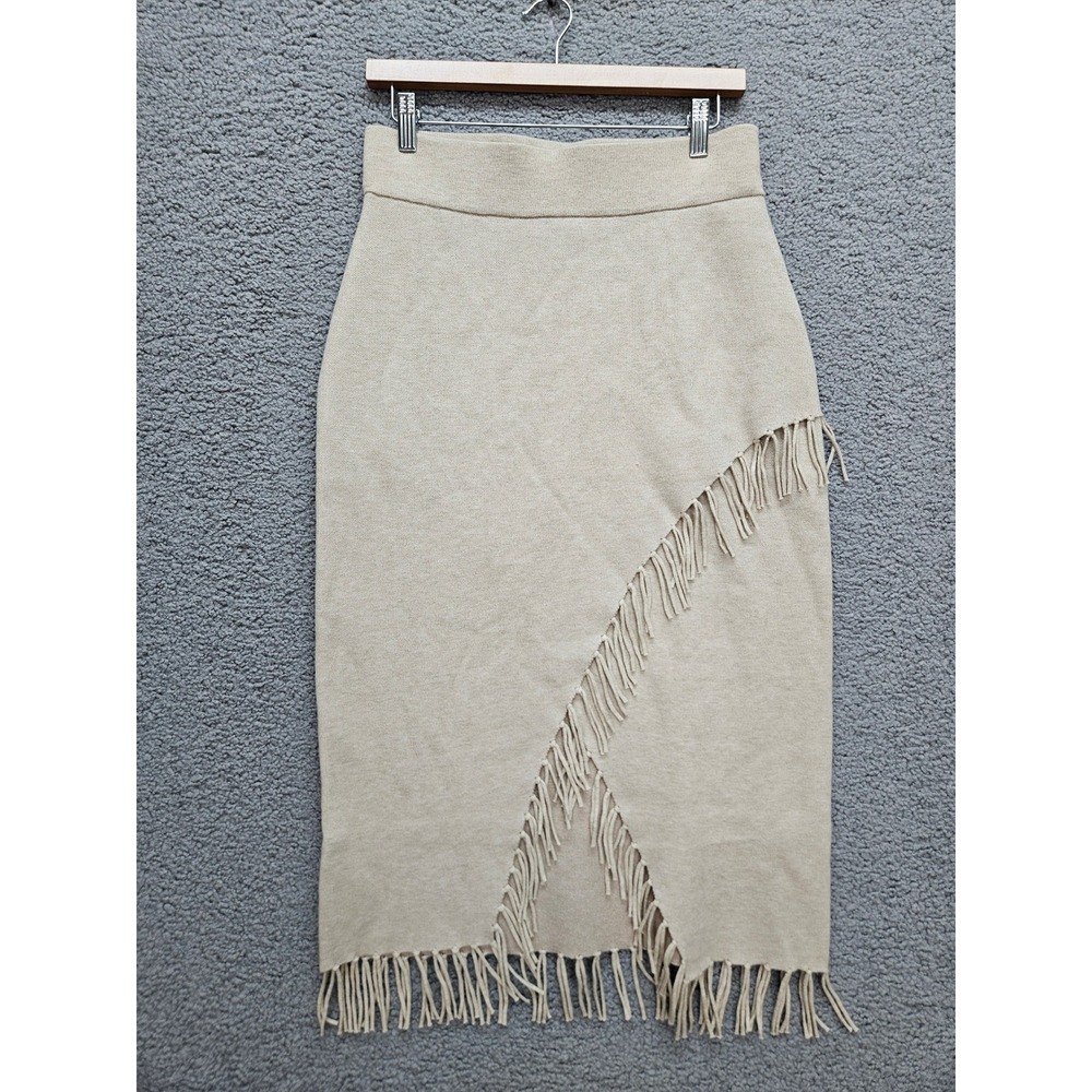 Ariat Derby Fringe Skirt Medium Beige Knit Western Boho Midi Cowgirl Festival